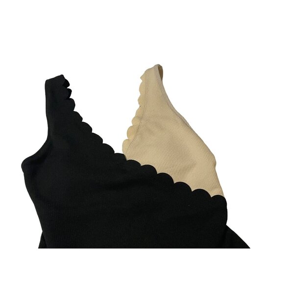 NWT C+D+M Color Block Scallop Edge One-Piece Ribbed Swimsuit S #X-5-25-100 - Picture 2 of 8